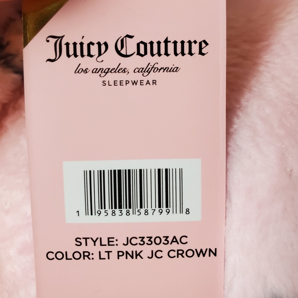 JUICY COUTURE light pink jc crown hooded plush robe - Picture 6 of 6